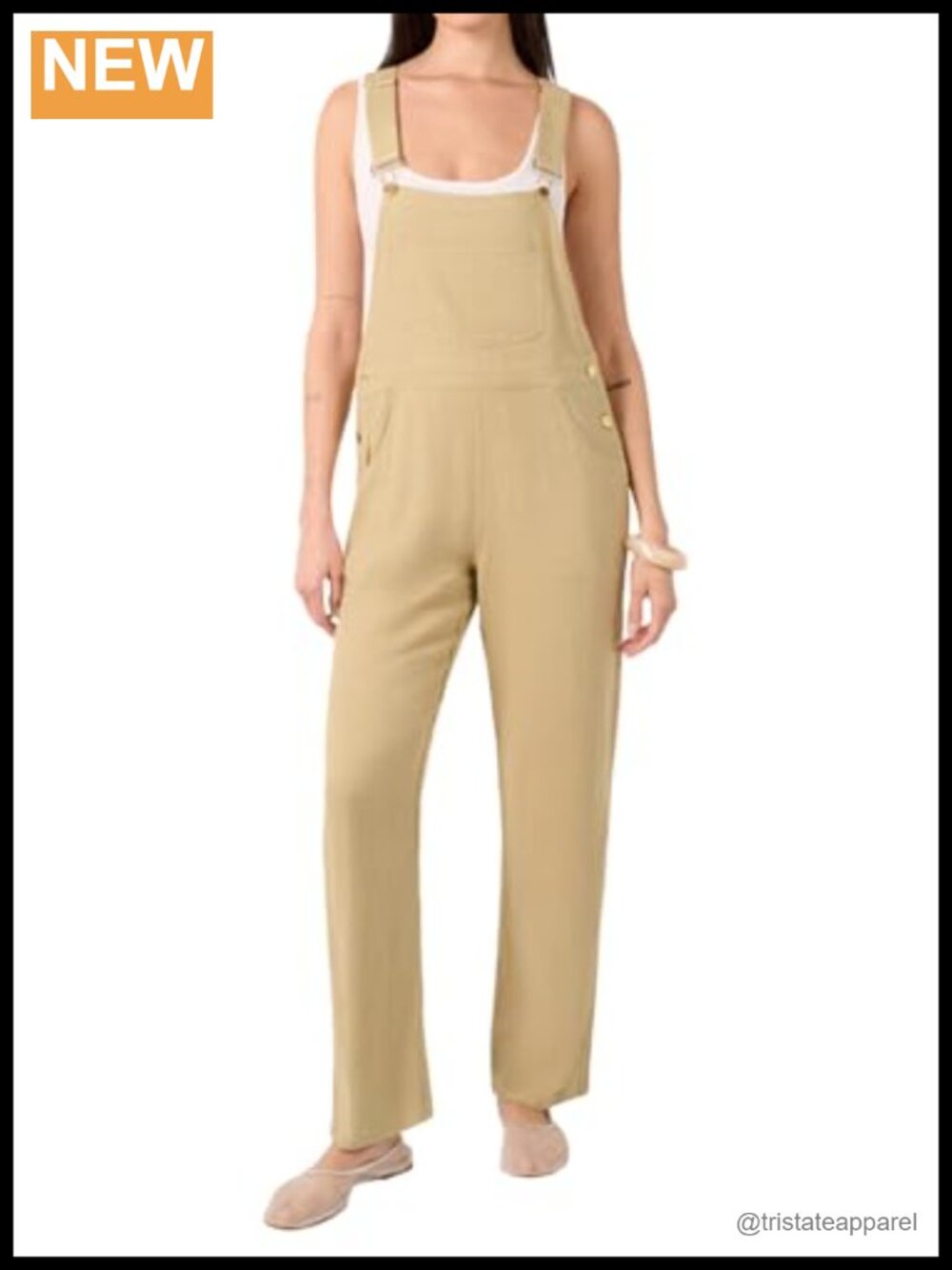 Linen Blend Basic Overall Adjustable Straps Relaxed Fit Straight Leg